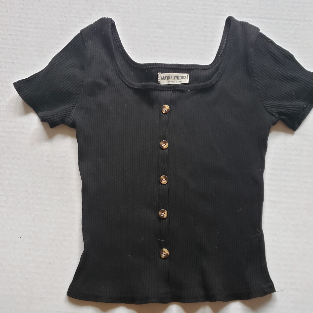 Ribbed button blouse